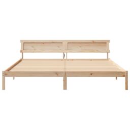 Berkfield Home with LED Strip Lights with Headboard Brown 180 x 200 cm Solid pine wood - thumbnail 5