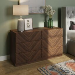 GFW Catania 3+3 Drawer Chest in Walnut - thumbnail 1