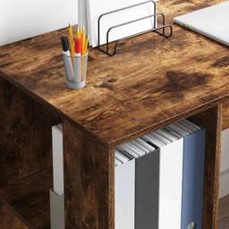 Berkfield Home Elegant Brown Writing Desk Smoked oak Solid wood Medium Writing Desk - thumbnail 4