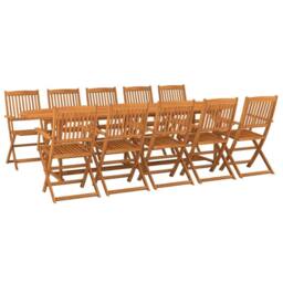 Berkfield Home 11 Piece Garden Dining Set 280x90x75 cm Solid Wood Acacia in Brown - Size: 280 x 90 x 75 cm - thumbnail 2