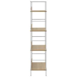 Berkfield Home 4-Layer Book Shelf Oak 60x27.6x124.5 cm Engineered Wood in Natural - thumbnail 4
