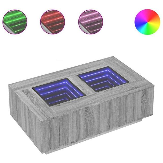 Berkfield Home Coffee Table with Infinity LED Grey Sonoma 116x69x40 cm - Size: 116 x 69 x 40 cm - image 1