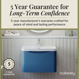 Balterley Wall Hung 1 Drawer Bathroom Vanity Unit & Basin, Satin Blue, 550mm in Blue - thumbnail 4