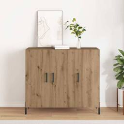Berkfield Home Modern Artisan Oak Sideboard - 90x34x80 cm - Made of Engineered Wood in Brown - Size: 90 x 34 x 80 cm - thumbnail 2