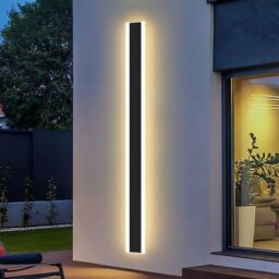 ENER-J 120cm LED Outdoor Wall Light IP65 Waterproof Warm White Black Modern Exterior Light Bar 24W - Size: Large - thumbnail 1