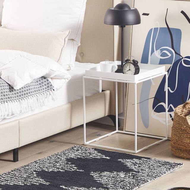 Wyld and Coco Cotton Area Rug 80 x 150 cm Black White Geometric - Size: 80 cm x 150 cm - image 1