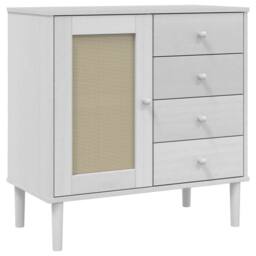 Berkfield Home Sideboard SENJA Rattan Look White 80x40x80 cm Solid Wood Pine - Size: 80 x 40 x 80 cm