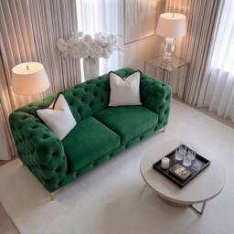 Sofaya Monaco Chesterfield Velvet Cushions Sofa 2 Seater Couch in Green - thumbnail 4