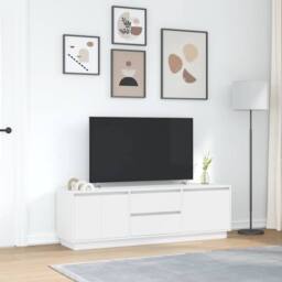 Berkfield Home TV Cabinet with LED Lights White 160.5x41x50 cm - thumbnail 4