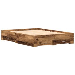 Berkfield Home Bed Frame with Drawers Old Wood 135x190 cm Engineered Wood in Brown - thumbnail 2