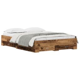 Berkfield Home Bed Frame with Drawers Old Wood 135x190 cm Engineered Wood in Brown - thumbnail 3