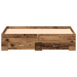 Berkfield Home Bed Frame with Drawers Old Wood 135x190 cm Engineered Wood in Brown - thumbnail 6