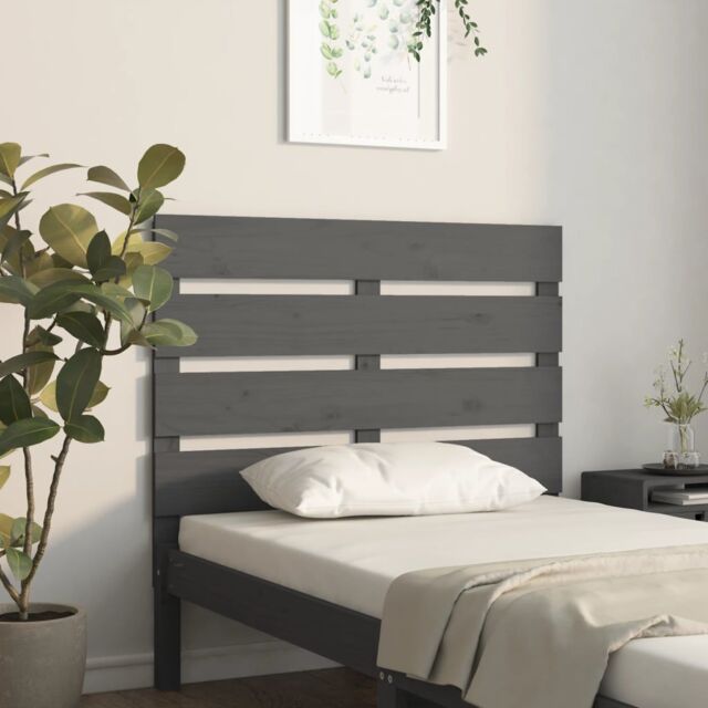 Berkfield Home Headboard Grey 100x3x80 cm Solid Wood Pine - Size: 100 x 3 x 80 cm - image 1