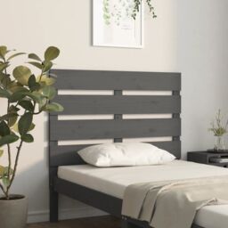Berkfield Home Headboard Grey 100x3x80 cm Solid Wood Pine - Size: 100 x 3 x 80 cm - thumbnail 1