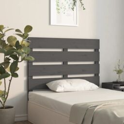 Berkfield Home Headboard Grey 100x3x80 cm Solid Wood Pine - Size: 100 x 3 x 80 cm - thumbnail 4