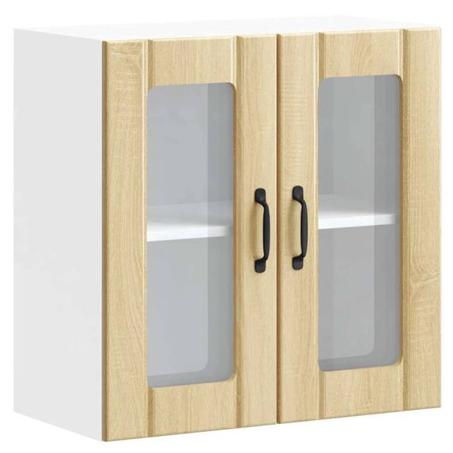 Berkfield Home Kitchen Wall Cabinet with Glass Door Lucca Sonoma Oak Engineered Wood in Light Brown - image 1