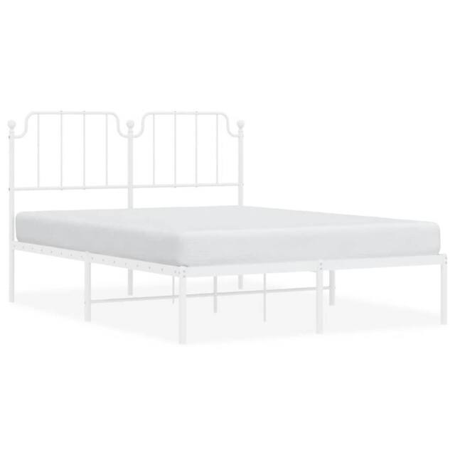 Berkfield Home Metal Bed Frame with Headboard White 150x200 cm King Size - image 1