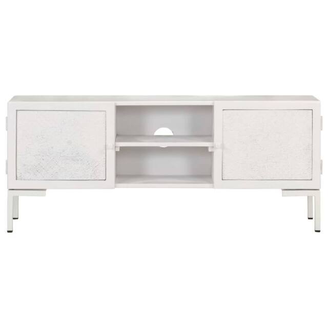 Berkfield Home TV Cabinet White 115x30x46 cm Solid Mango Wood - Size: 115 x 30 x 46 cm - image 1