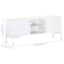 Berkfield Home TV Cabinet White 115x30x46 cm Solid Mango Wood - Size: 115 x 30 x 46 cm - thumbnail 9