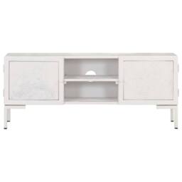 Berkfield Home TV Cabinet White 115x30x46 cm Solid Mango Wood - Size: 115 x 30 x 46 cm - thumbnail 1
