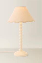 ValueLights Bobbin Colour Trim Linen Shade Cream Bobble Table Lamp - thumbnail 3