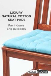 Homescapes 4 Pack Seat Pads Luxury 100% Cotton Indoor Outdoor Garden Cushion, 40cm in Light Blue - Size: 40 cm x 40 cm - thumbnail 2