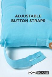 Homescapes 4 Pack Seat Pads Luxury 100% Cotton Indoor Outdoor Garden Cushion, 40cm in Light Blue - Size: 40 cm x 40 cm - thumbnail 5