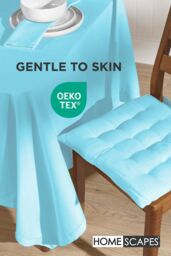 Homescapes 4 Pack Seat Pads Luxury 100% Cotton Indoor Outdoor Garden Cushion, 40cm in Light Blue - Size: 40 cm x 40 cm - thumbnail 3