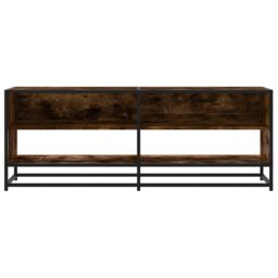 Berkfield Home TV Cabinet Smoked Oak 120.5x40x46 cm Engineered Wood & Metal in Brown - thumbnail 4