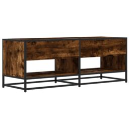 Berkfield Home TV Cabinet Smoked Oak 120.5x40x46 cm Engineered Wood & Metal in Brown - thumbnail 6