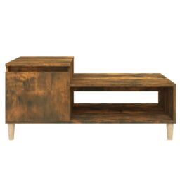 Berkfield Home Coffee Table Smoked Oak 100x50x45 cm Engineered Wood in Brown - Size: 100 x 50 x 45 cm - thumbnail 5