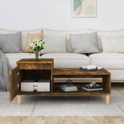 Berkfield Home Coffee Table Smoked Oak 100x50x45 cm Engineered Wood in Brown - Size: 100 x 50 x 45 cm - thumbnail 3