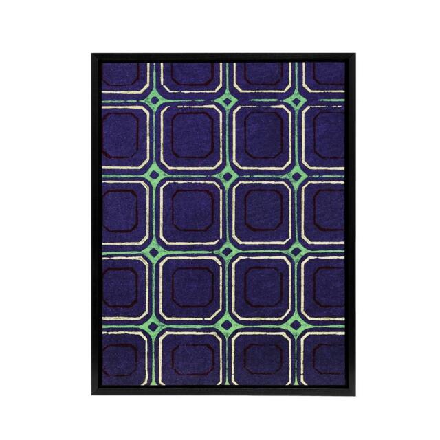 "Artery8 Geometric Blue Green Square Pattern Framed Canvas Wall Art Print Korin in Purple - Size: W24"" x H32""" - image 1