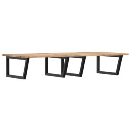 Berkfield Home Basin Shelf Wall Mounted Steel & Solid Wood Acacia in Brown - thumbnail 2