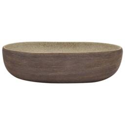Berkfield Home Countertop Basin Sand & Brown Oval 59x40x14 cm Ceramic - Size: 59 x 40 x 14 cm - thumbnail 3