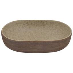 Berkfield Home Countertop Basin Sand & Brown Oval 59x40x14 cm Ceramic - Size: 59 x 40 x 14 cm - thumbnail 4