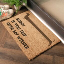 Artsy Mats Sorry If You Trip Over My Wiener Doormat (60 x 40cm) in Brown - Size: 40 cm x 60 cm - thumbnail 2
