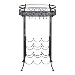 Berkfield Home Wine Rack with Glass Holder for 9 Bottles Metal in Black - thumbnail 3