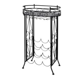 Berkfield Home Wine Rack with Glass Holder for 9 Bottles Metal in Black - thumbnail 2