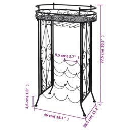 Berkfield Home Wine Rack with Glass Holder for 9 Bottles Metal in Black - thumbnail 5