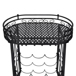Berkfield Home Wine Rack with Glass Holder for 9 Bottles Metal in Black - thumbnail 4