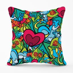 Warren Reed - Designer Hippie Psychedelic Pattern Outdoor Cushion in Blue - Size: 60 cm x 60 cm - thumbnail 1