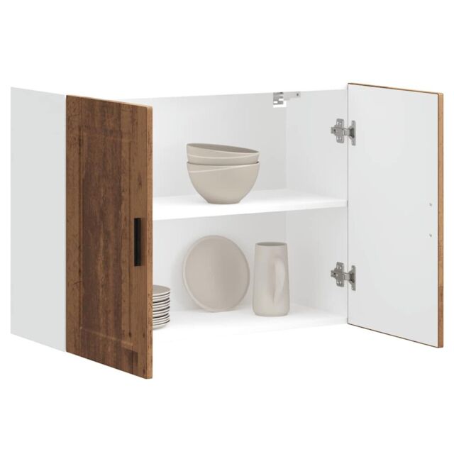 Berkfield Home Kitchen Wall Cabinet Porto Old Wood Engineered Wood in Brown - image 1