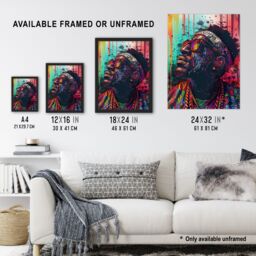 "Artery8 Psychedelic Portrait African Man Dashiki Wall Art Print - Size: W24"" x H32""" - thumbnail 3