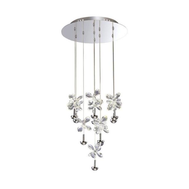 Netlighting Aviva Ceiling Cluster Pendant Round 10 Light 4000K LED Chrome Crystal in Grey - image 1