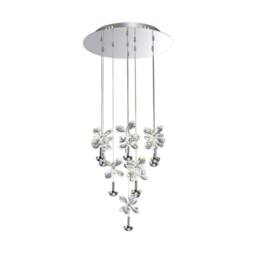 Netlighting Aviva Ceiling Cluster Pendant Round 10 Light 4000K LED Chrome Crystal in Grey - thumbnail 1