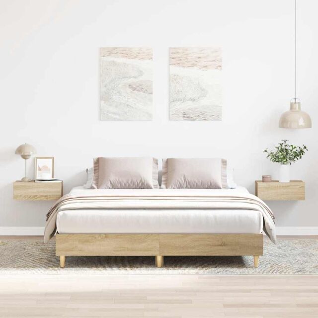 Berkfield Home Bed Frame No Mattress Sonoma Oak 150x200 cm King Size Engineered Wood in Brown - image 1