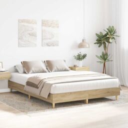Berkfield Home Bed Frame No Mattress Sonoma Oak 150x200 cm King Size Engineered Wood in Brown - thumbnail 3