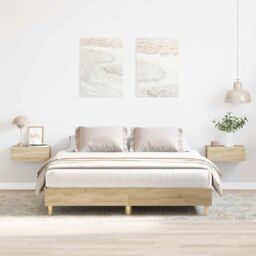 Berkfield Home Bed Frame No Mattress Sonoma Oak 150x200 cm King Size Engineered Wood in Brown - thumbnail 1