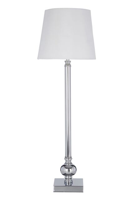 Orsina Table Lamp With Off-White Silk Shade, Minimalist Iron Rod Lamp, Durable Bedside Light For Living Room in White - image 1